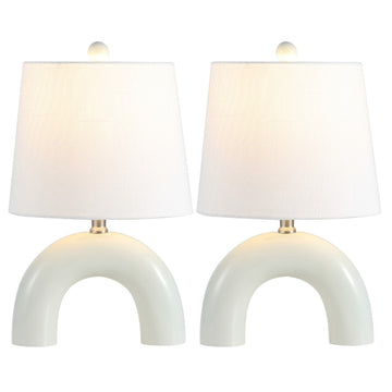 Zadie 17.75" Scandinavian Minimalist Ceramic Arch LED Table Lamp - JONATHAN Y